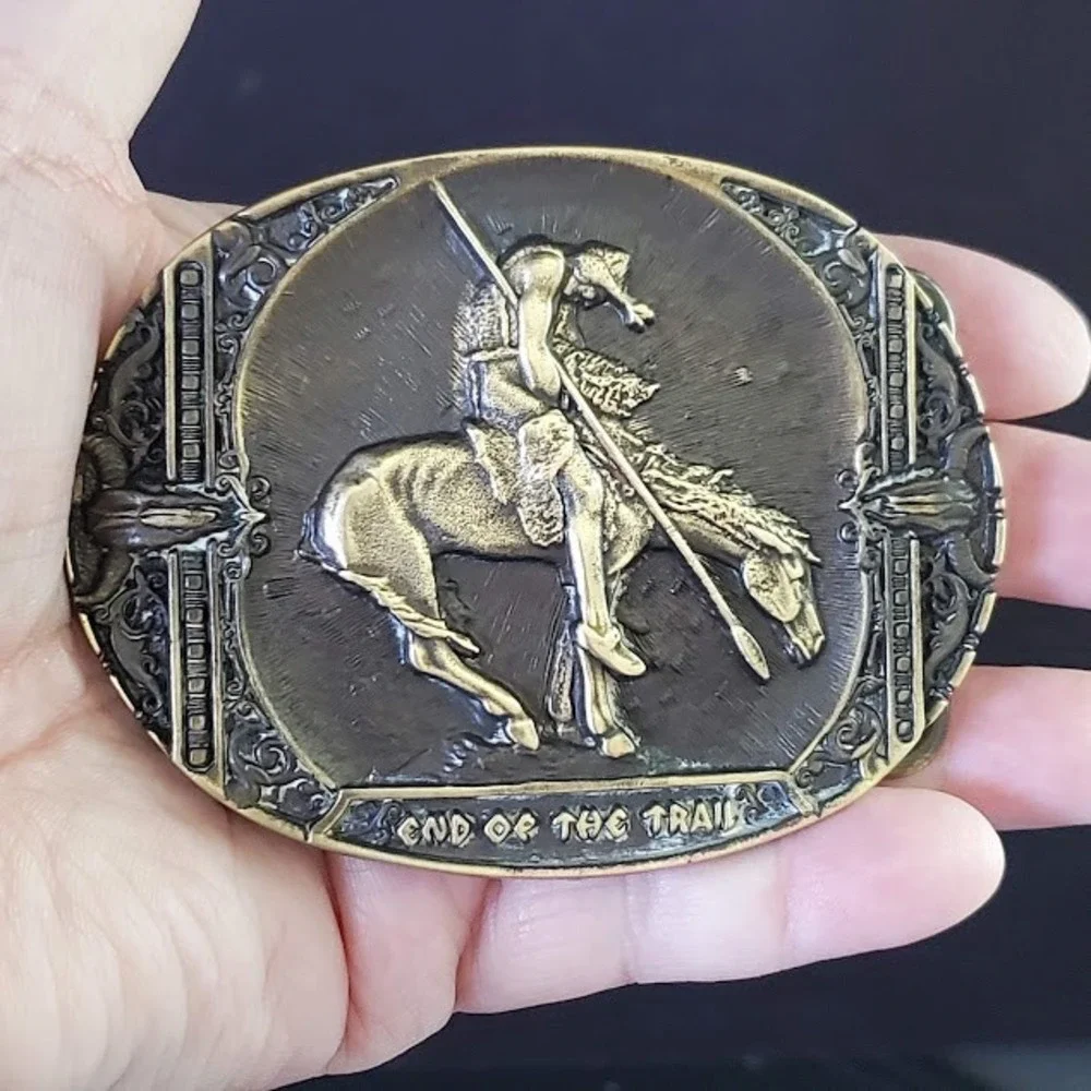 Montana Silversmiths End of the Trail Native American Horse Belt Buckle Bronze
